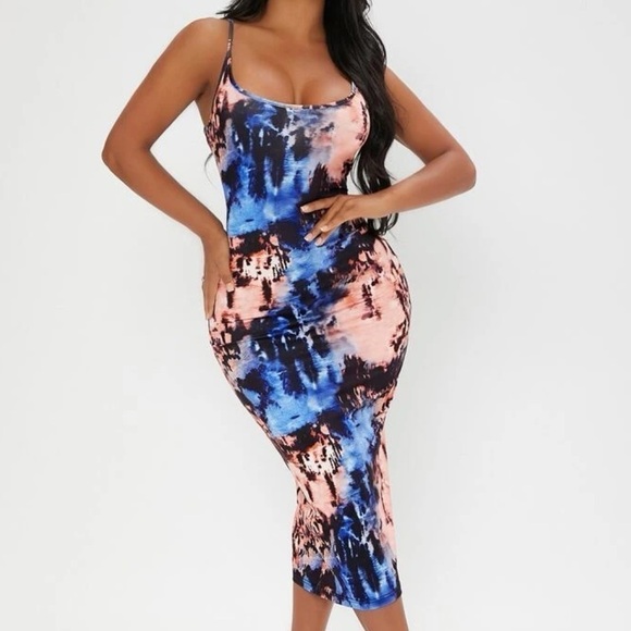 Casual Spaghetti Straps Bodycon Summer Midi Dress - Picture 1 of 6